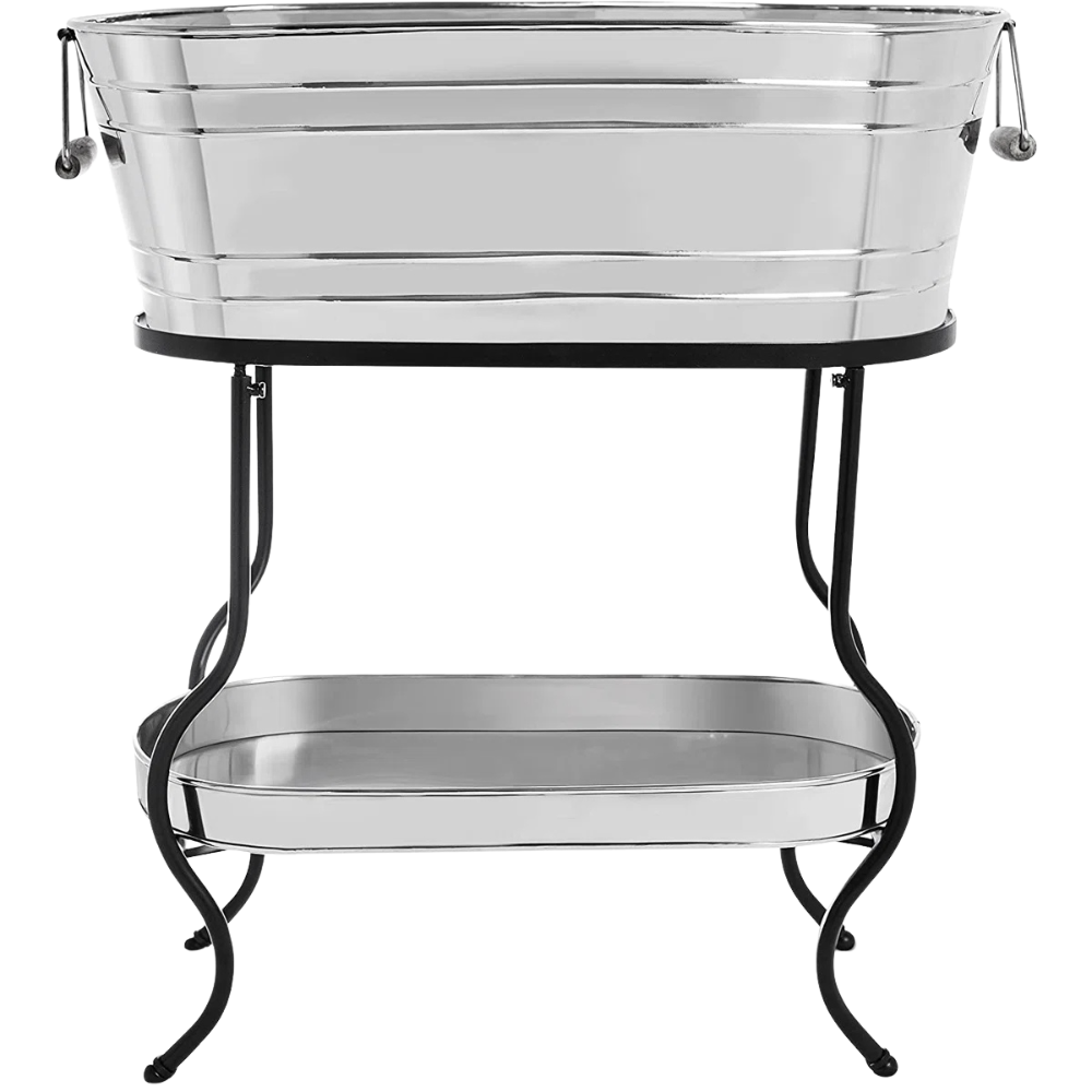 Galvanized Beverage Tub with Stand and Drip Pan Tray