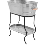 Galvanized Beverage Tub with Stand and Drip Pan Tray