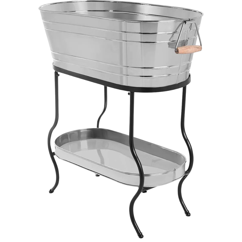 Galvanized Beverage Tub with Stand and Drip Pan Tray