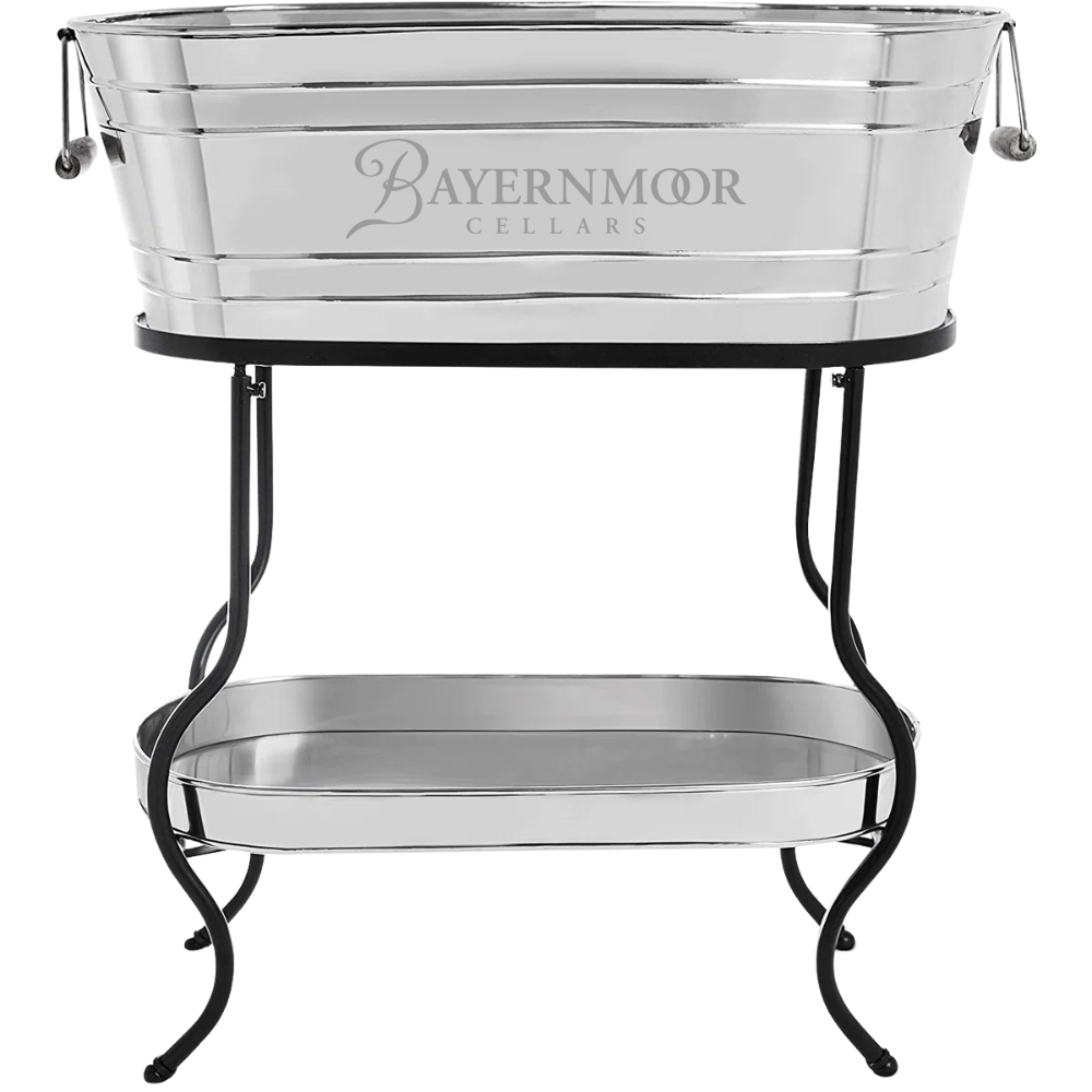 Galvanized Beverage Tub with Stand and Drip Pan Tray