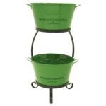 Two-Tier Metal Ice Buckets with Handles & Stand