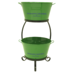 Two-Tier Metal Ice Buckets with Handles & Stand