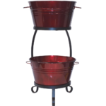Two-Tier Metal Ice Buckets with Handles & Stand