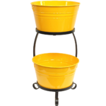 Two-Tier Metal Ice Buckets with Handles & Stand