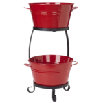 Two-Tier Metal Ice Buckets with Handles & Stand