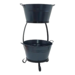 Two-Tier Metal Ice Buckets with Handles & Stand