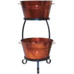 Two-Tier Metal Ice Buckets with Handles & Stand