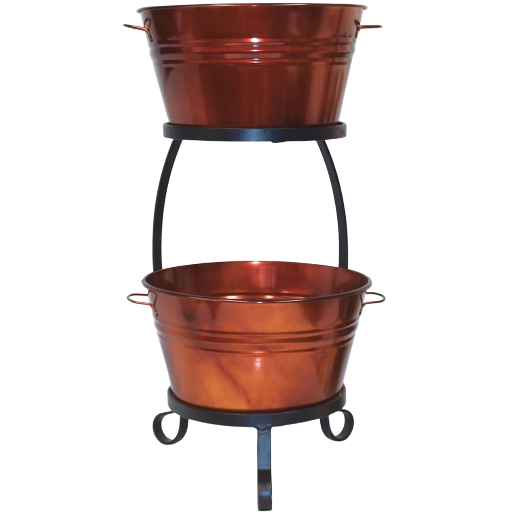 WNG-3844-Two-Tier-Metal-Buckets-with-Handles-&-Stand-9-GlazedCaramel Two-Tier Metal Ice Buckets with Handles & Stand