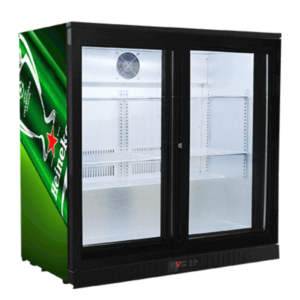 210L 2-Door Back Bar Refrigerator Sliding Door