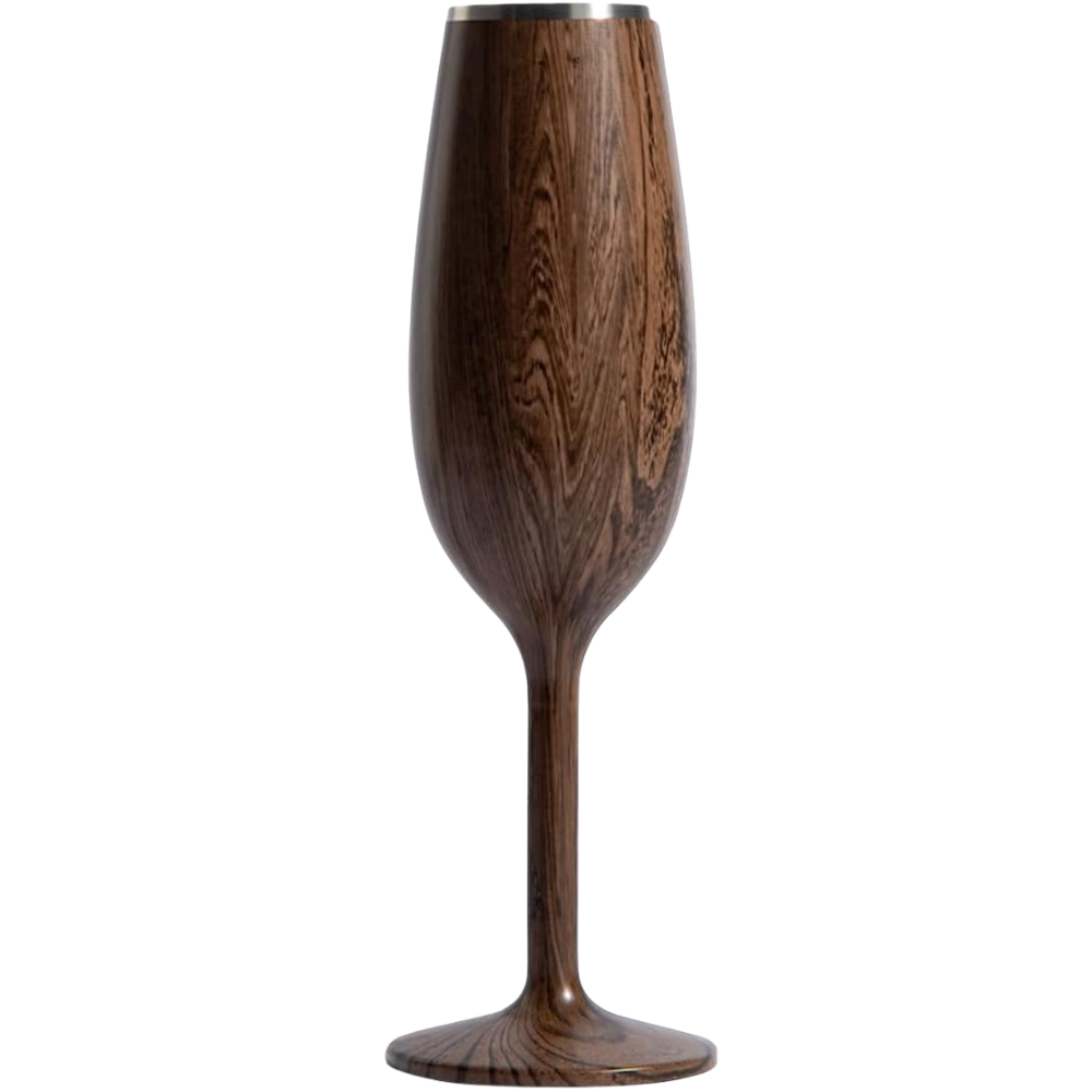 WNG-4013-6oz-Insulated-Flute-6-Walnut 6oz. Stainless Steel Insulated Wine & Champagne Flute