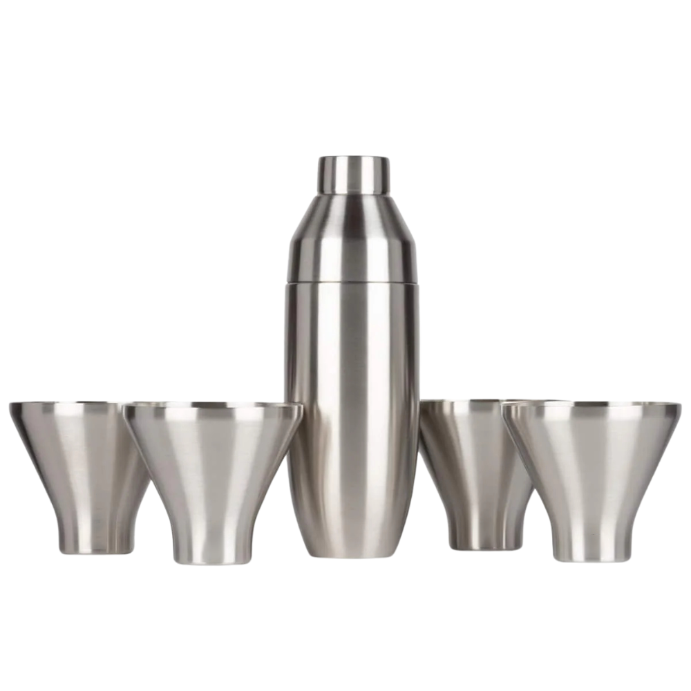 WNG-4023-Shaker-and-Martini-Tumbler-Barware-Set-4-StainlessSteel Insulated Cocktail Shaker and Martini Tumbler Barware Set