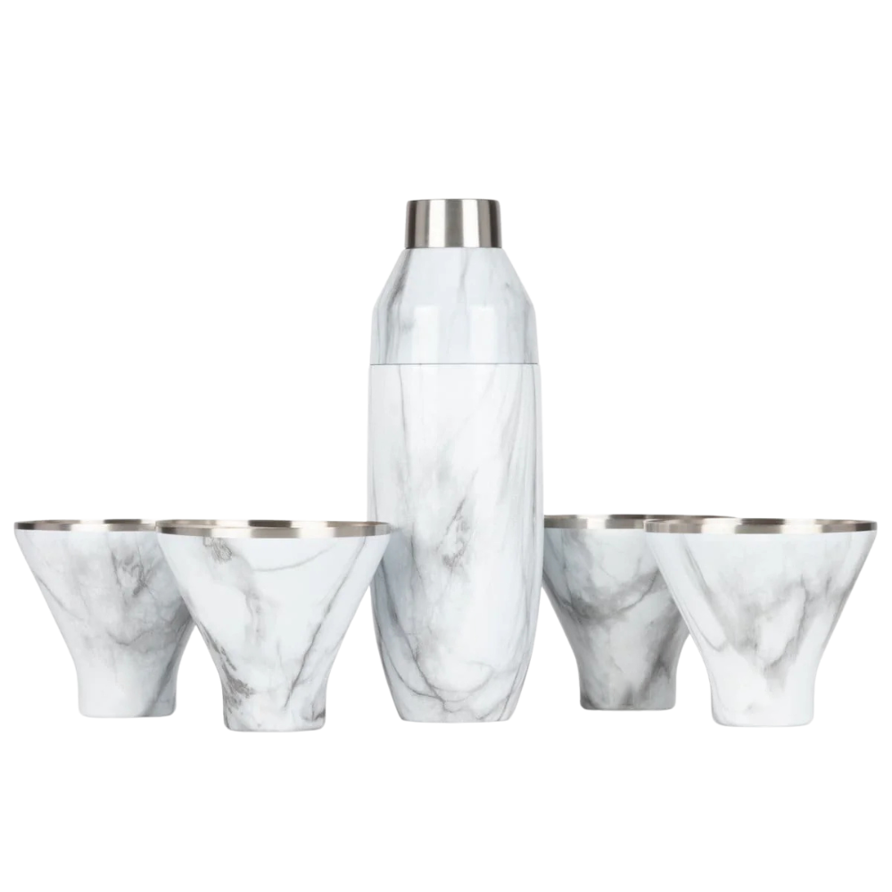 WNG-4023-Shaker-and-Martini-Tumbler-Barware-Set-6-Marble Insulated Cocktail Shaker and Martini Tumbler Barware Set