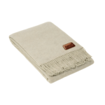 Wool Throw Blanket with Leather Tag