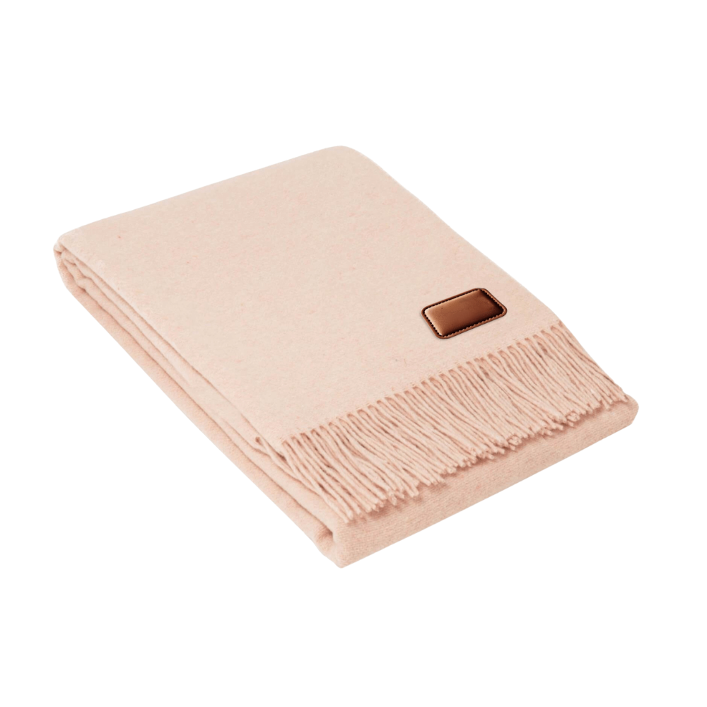 Wool Throw Blanket with Leather Tag