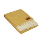 Wool Throw Blanket with Leather Tag