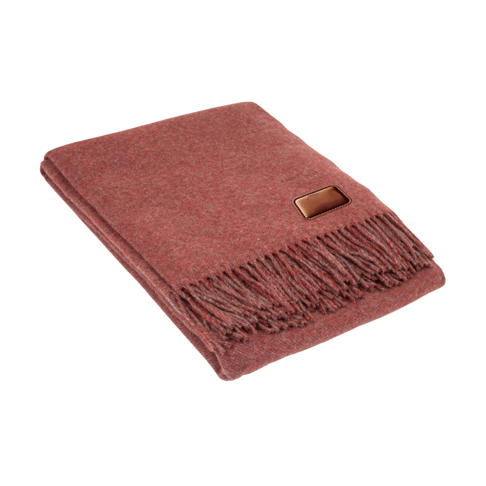 Wool Throw Blanket with Leather Tag