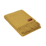 Wool Throw Blanket with Leather Tag