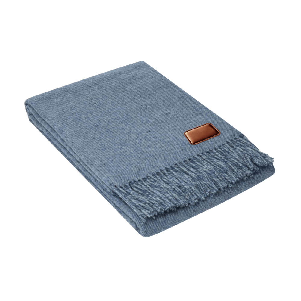 Wool Throw Blanket with Leather Tag