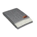 Wool Throw Blanket with Leather Tag