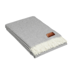 Wool Throw Blanket with Leather Tag