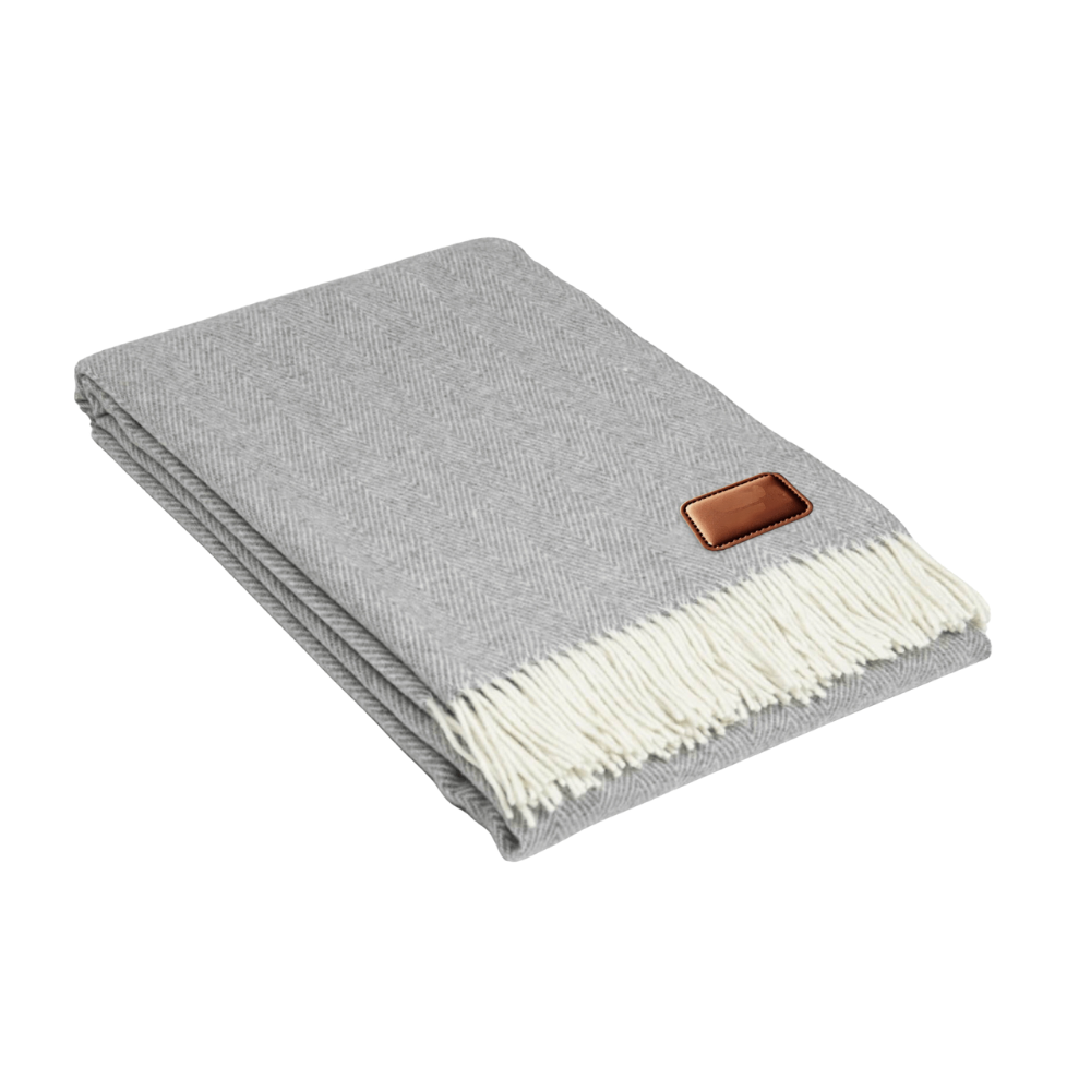 Wool Throw Blanket with Leather Tag