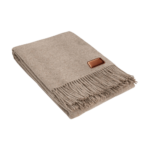 Wool Throw Blanket with Leather Tag