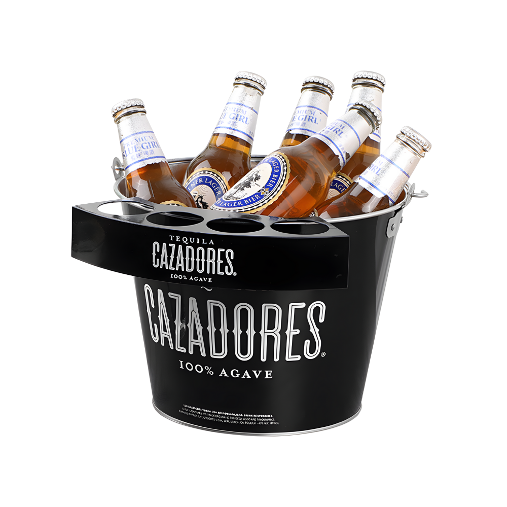 WNG-4228-Metal-Beer-Bucket-with-Shot-Holder-1 Metal Beer Bucket with Shot Holder