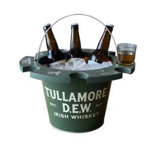 Metal Beer Bucket with Wooden Shot Holder