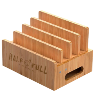 Bamboo Charging Station Organizer for Multiple Devices