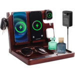 Nightstand Organizer with Dual Phone Wireless Charging Station