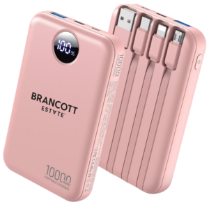10000mAh Power Bank with 4 Built-in Cables