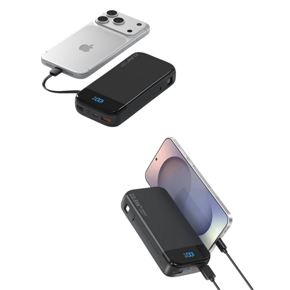 32000mAh Power Bank with Built-in Cables