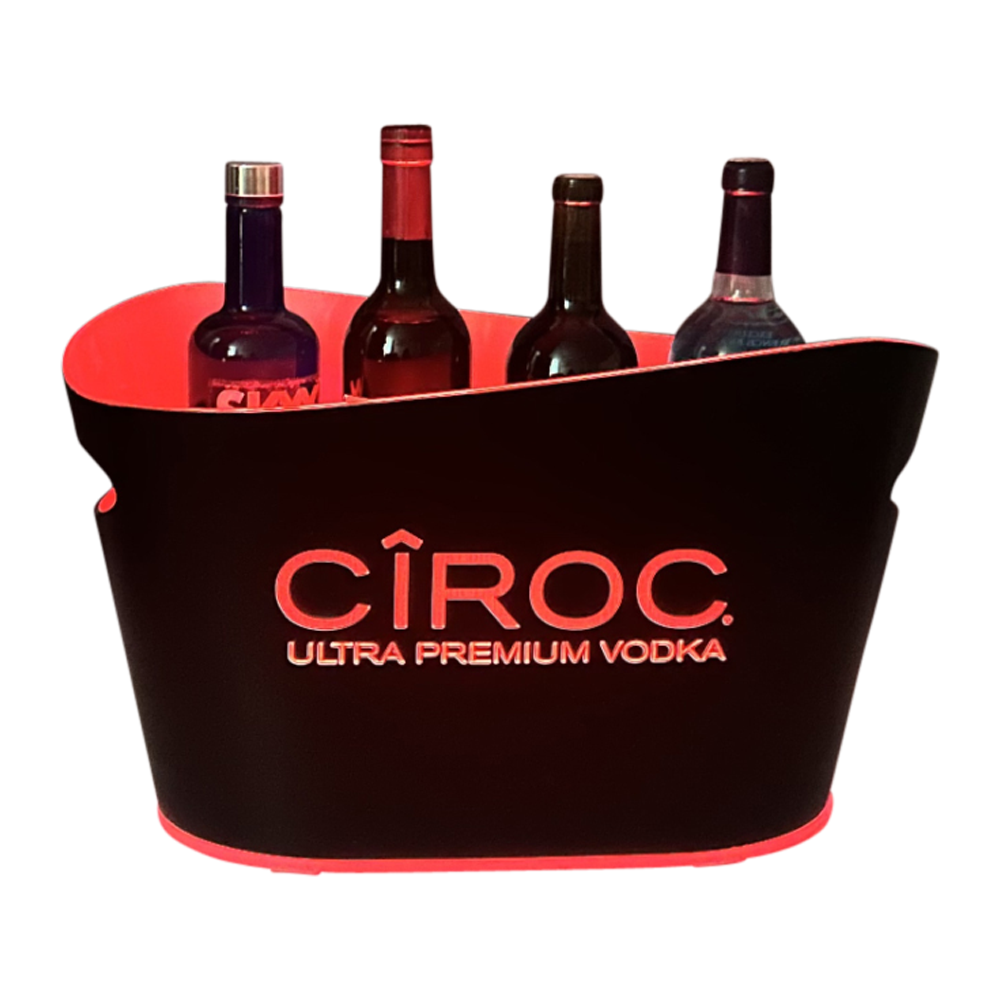 WNG-4287-LED Plastic-Ice-Bucket-1 Circle Top Bar Spoon and Stirrer