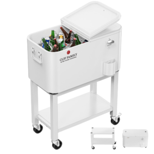 60 QT Rolling Patio Cooler Cart with Bottle Opener