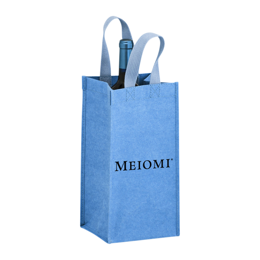 WNG-317-Blue 1-Bottle Washable Kraft Tote