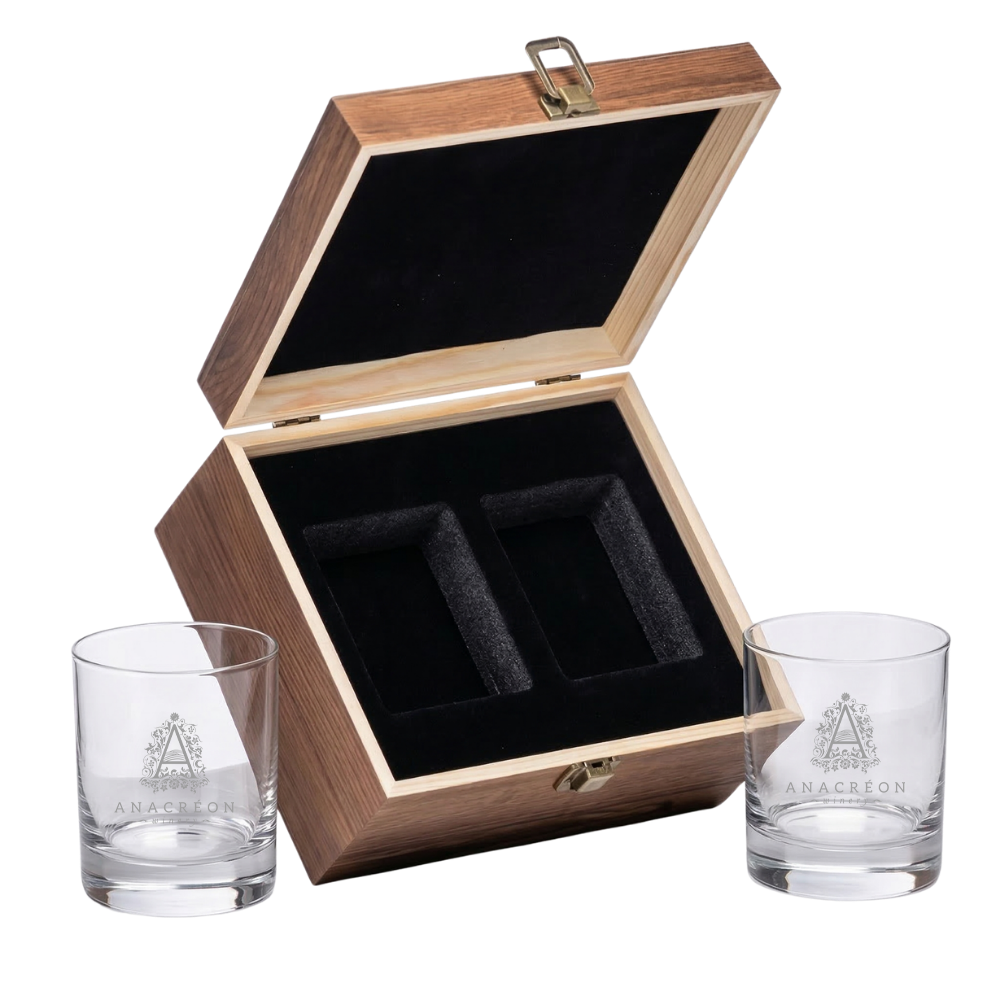 Whiskey Glass Set – Wooden Box
