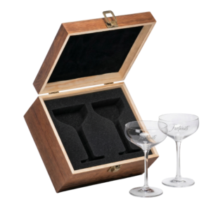 9oz. Cocktail Coupe Glasses in Wooden Box, Set of 2
