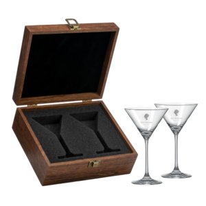 8oz. Universal Martini Glasses in Wooden Box, Set of 2