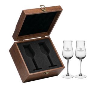 3oz. Stemmed Spirit Tasting Glasses in Wooden Box, Set of 2