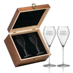 8oz. Universal Prosecco Glasses in Wooden Box, Set of 2