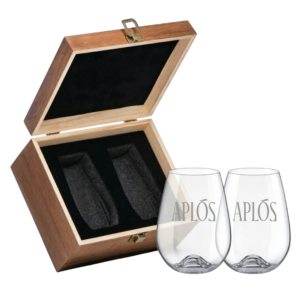 11oz. Drink Master Stemless Wine Glasses in Wooden Box, Set of 2