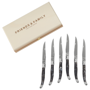 6-Piece Laguiole Black Faux Horn Steak Knives