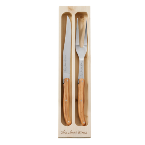 Laguiole Olivewood Carving Knife & Meat Fork Set