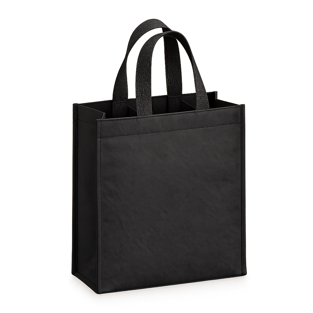 WNG-4372-3-Bottle-4-Black 3-Bottle Washable Kraft Tote