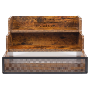 3-Tier Rustic Wooden Bottle Display Shelf