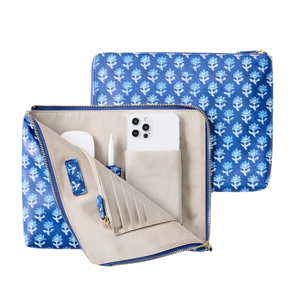WNG-4541-Commute-Clutch-6-BlueIndigoFlower Faux Leather Commute Clutch