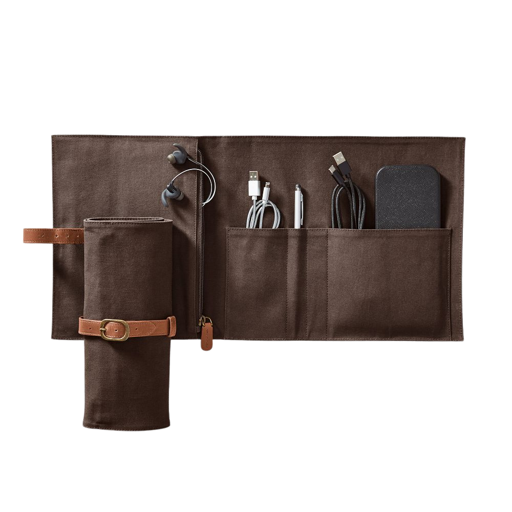 Waxed Canvas and Leather Double Charger Roll Up