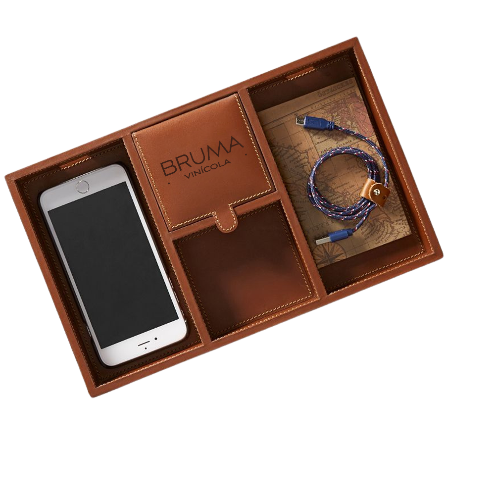 WNG-4552-Tech-Catchall-Tray-1-DarkBrown Rustic Leather Tech Catchall Tray