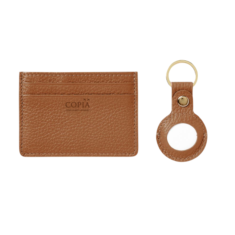 WNG-4556-Card-Case-and-Keychain-Set-1-Camel Leather Card Case and Keychain AirTag Set