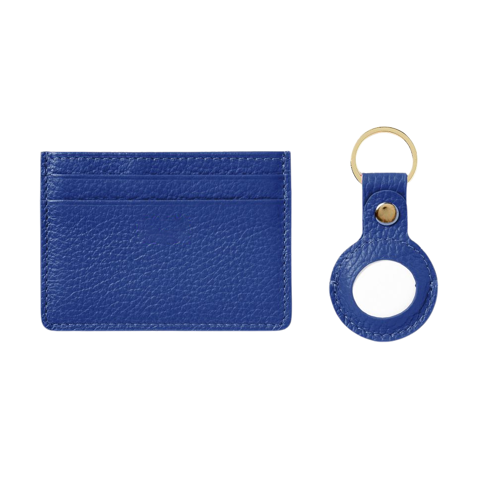 WNG-4556-Card-Case-and-Keychain-Set-5-Cobalt Leather Card Case and Keychain AirTag Set